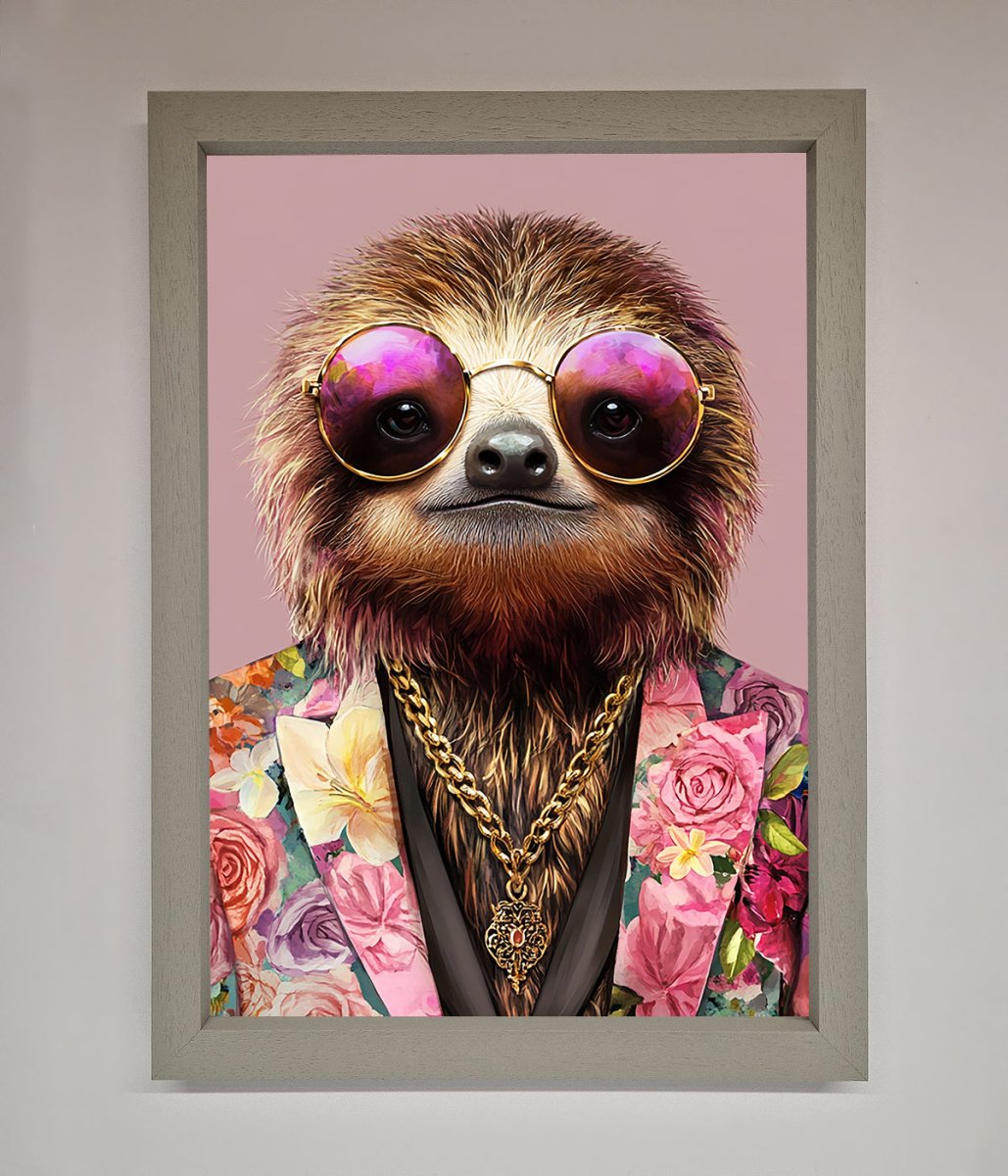 Sloth With Sunglasses Framed Poster