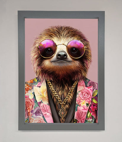 Sloth With Sunglasses Framed Poster