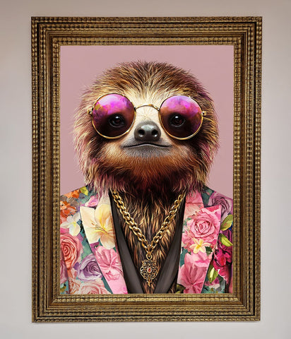 Sloth With Sunglasses Framed Poster