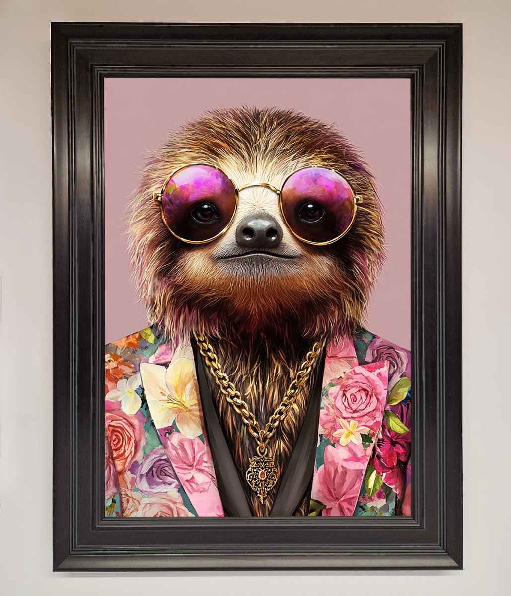 Sloth With Sunglasses Framed Poster