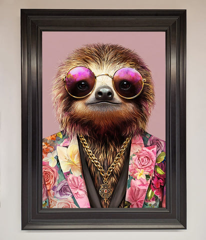 Sloth With Sunglasses Framed Poster