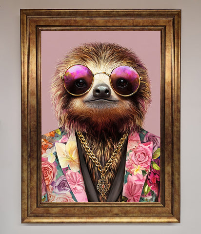 Sloth With Sunglasses Framed Poster