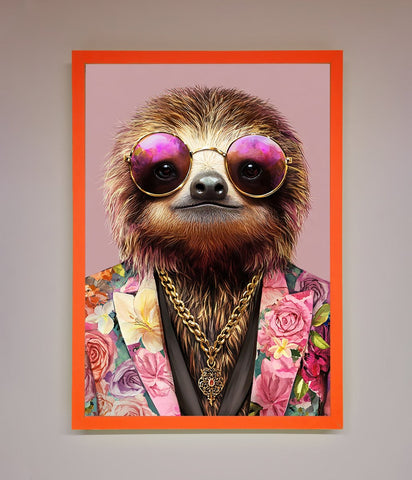 Sloth With Sunglasses Framed Poster