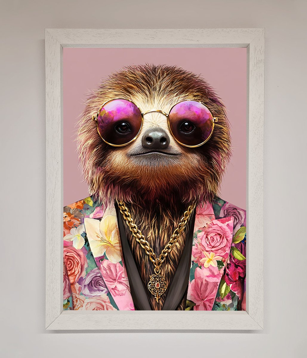 Sloth With Sunglasses Framed Poster
