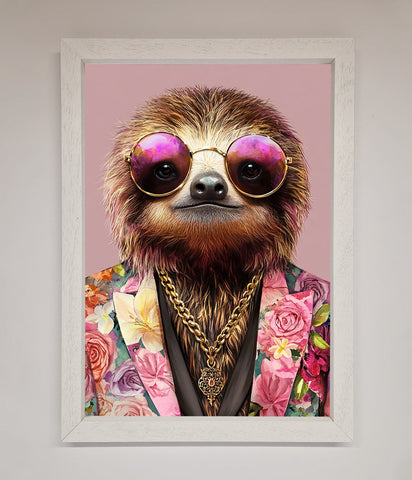 Sloth With Sunglasses Framed Poster