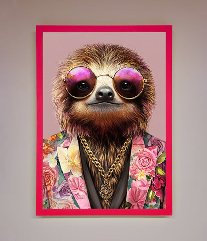 Sloth With Sunglasses Framed Poster