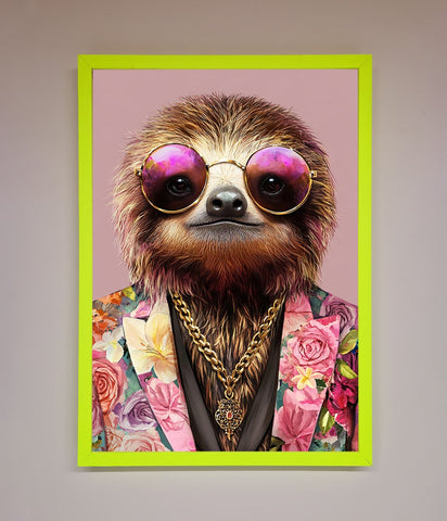 Sloth With Sunglasses Framed Poster