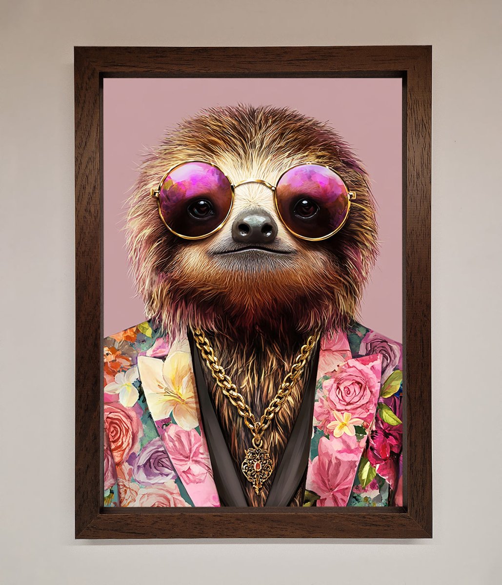 Sloth With Sunglasses Framed Poster