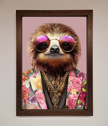 Sloth With Sunglasses Framed Poster