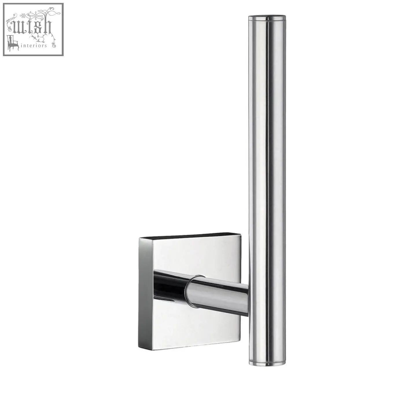 Chrome-finished smedbo house polished spare toilet roll holder with sleek rectangular base and vertical bar