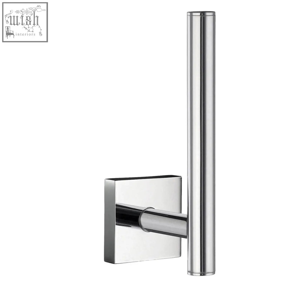 Chrome-finished smedbo house polished spare toilet roll holder with sleek rectangular base and vertical bar