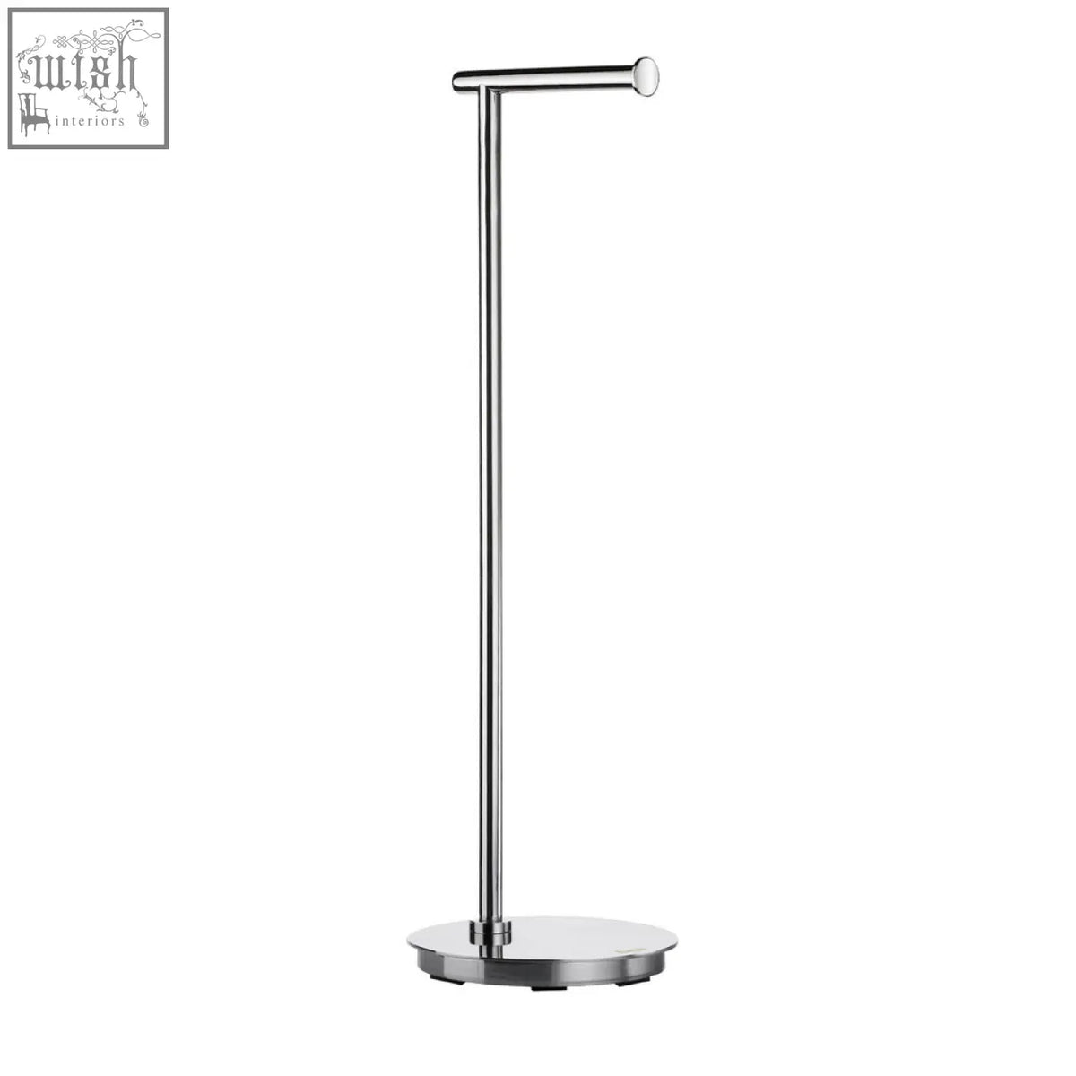 Smedbo outline lite polished steel freestanding toilet roll holder with chrome finish and circular base for smedbo bathroom products