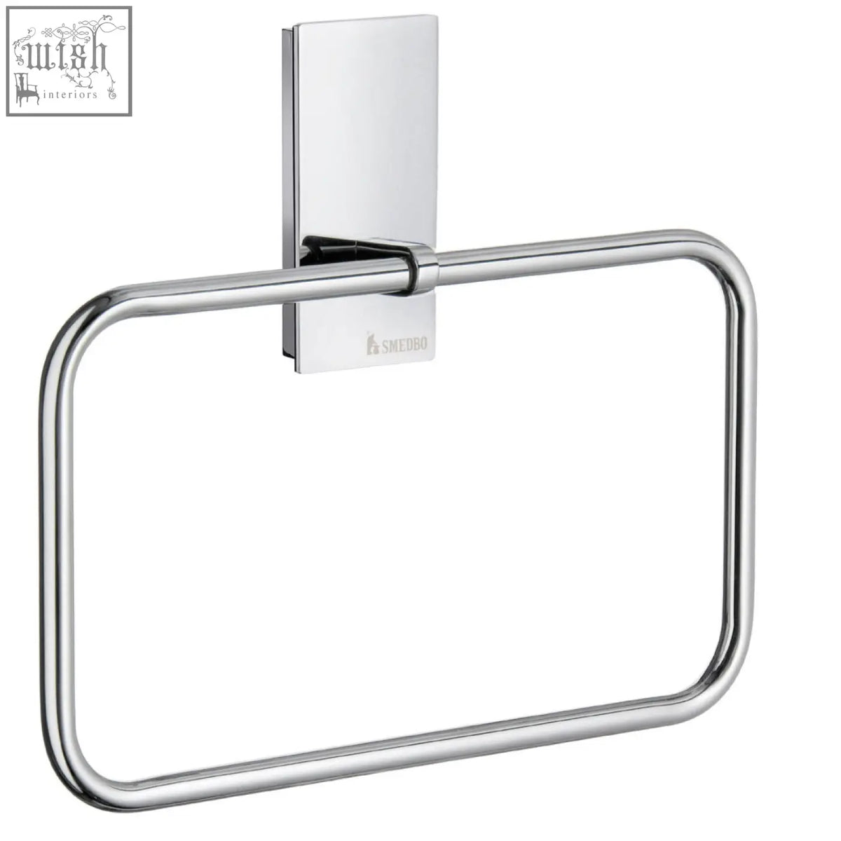 Smedbo Pool polished chrome towel ring with sleek modern design and minimalist mounting plate for smedbo bathroom products