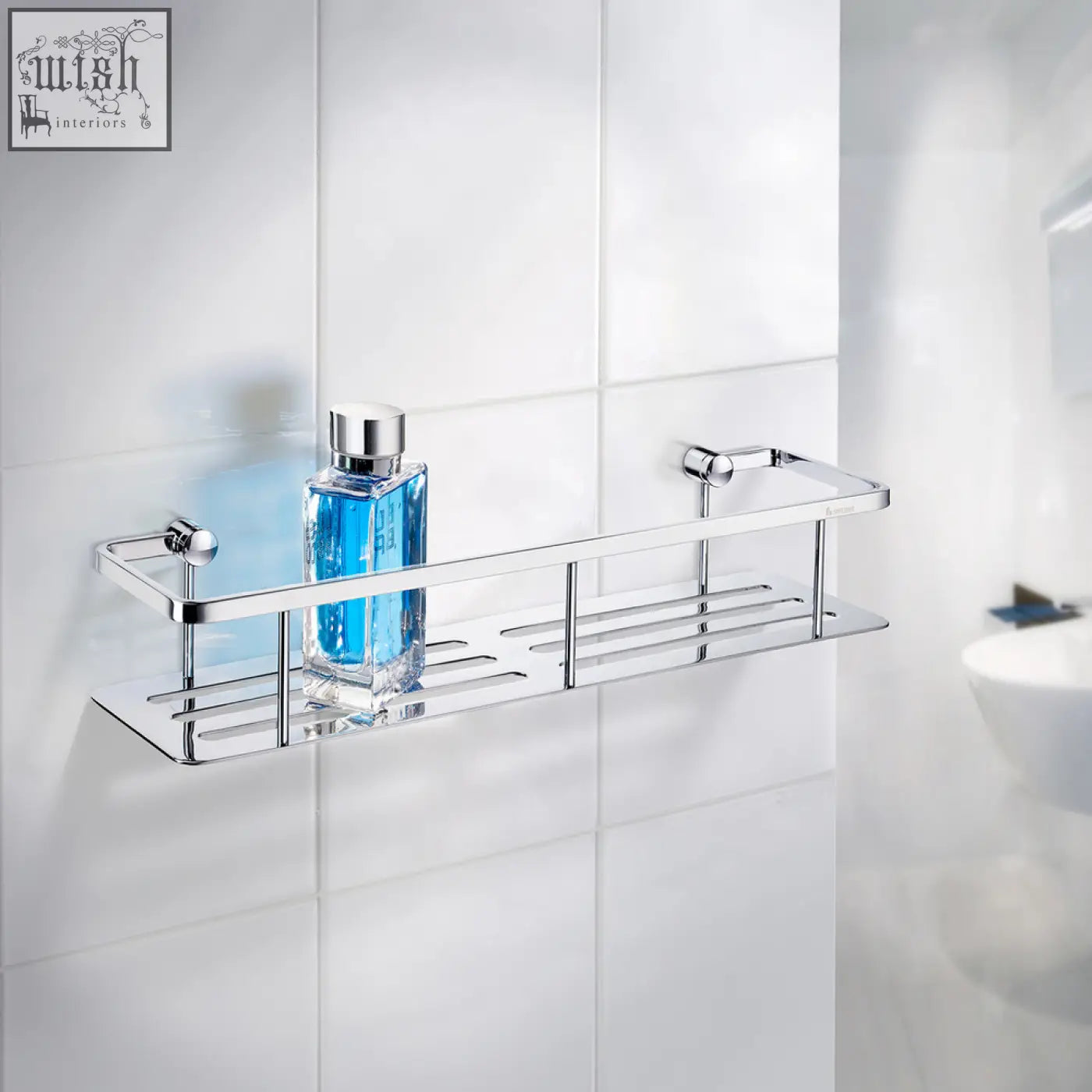 Chrome-finished smedbo sideline 40 cm polished chrome shower basket with sleek slatted base for modern bathroom products