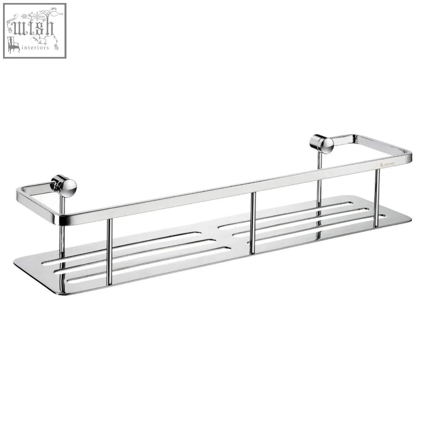 Smedbo sideline 40 cm polished chrome shower basket with sleek rectangular design and rounded handles for bathroom products