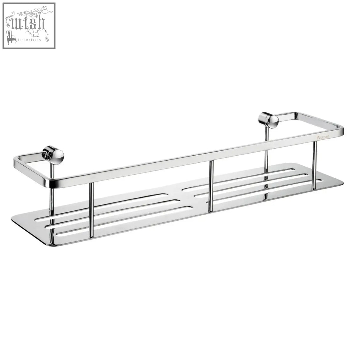 Smedbo sideline 40 cm polished chrome shower basket with sleek rectangular design and rounded handles for bathroom products