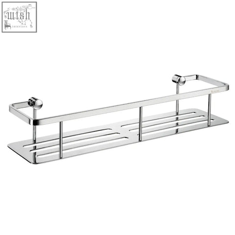 Smedbo sideline 40 cm polished chrome shower basket with sleek rectangular design and rounded handles for bathroom products