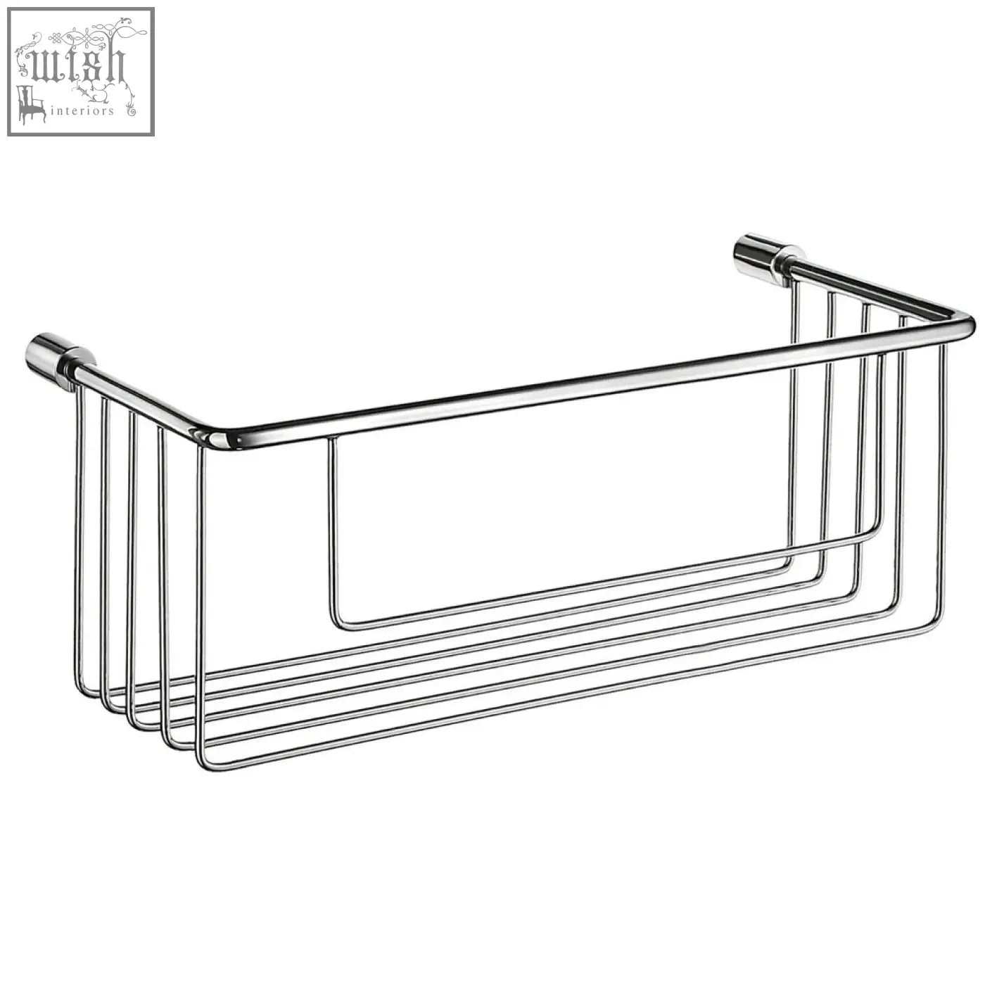 Chrome finished smedbo sideline polished chrome shower basket with rectangular design and multiple wire shelves for bathroom products