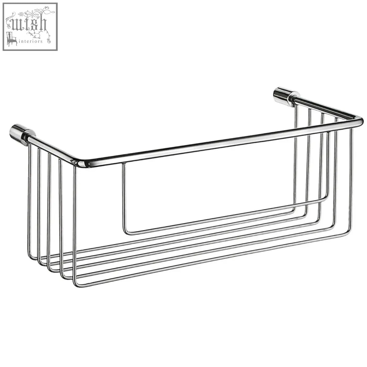 Chrome finished smedbo sideline polished chrome shower basket with rectangular design and multiple wire shelves for bathroom products