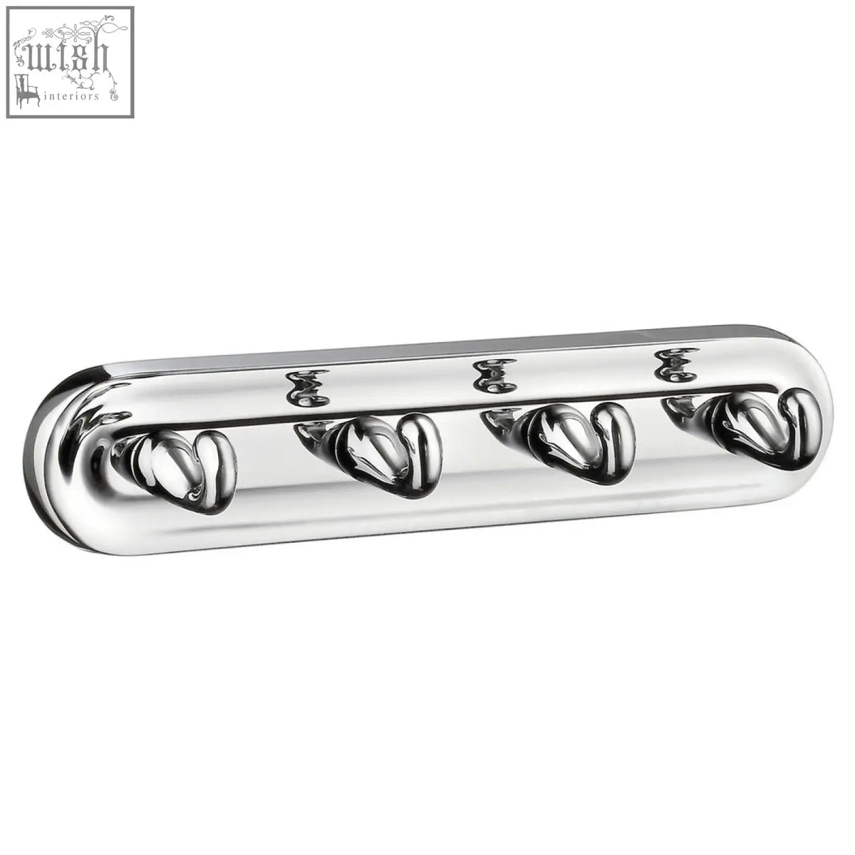 Chrome-finished smedbo villa polished chrome quadruple hook rack with four heart-shaped hooks ideal for smedbo bathroom products