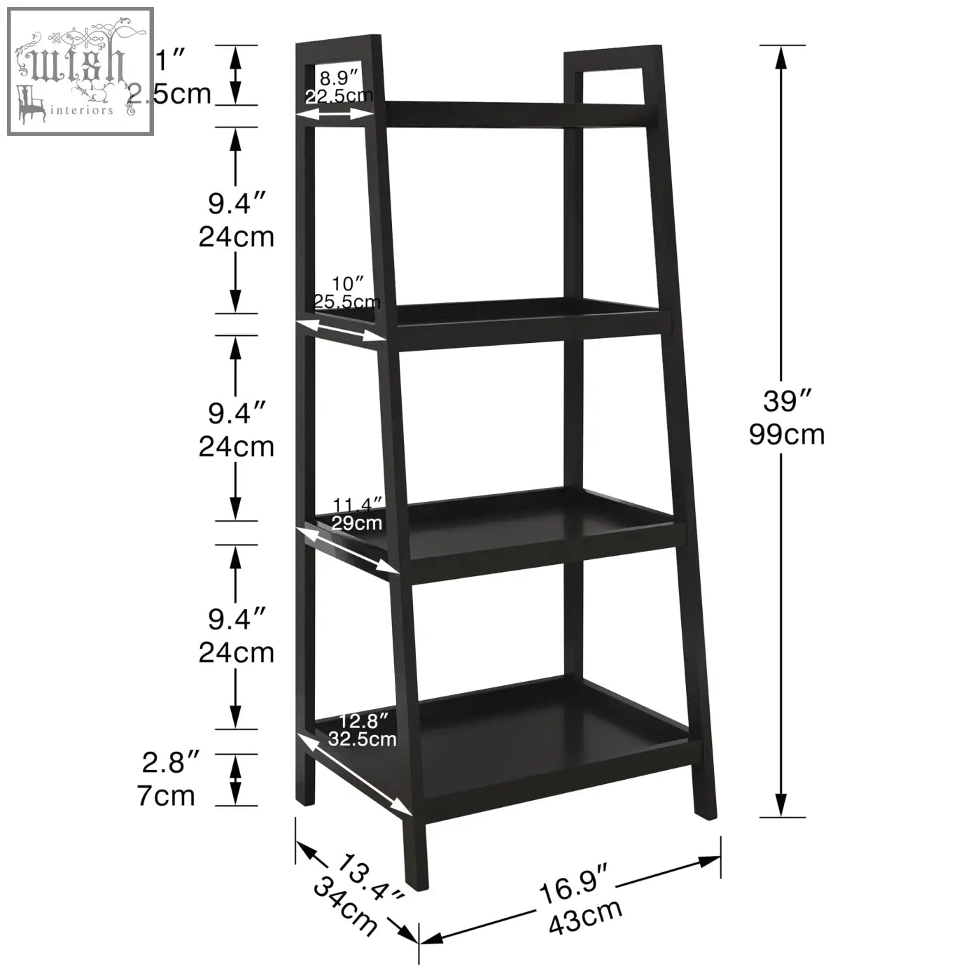 Black smibuy bamboo bookshelf with four open shelves and handles perfect as a display stand or bathroom organizer