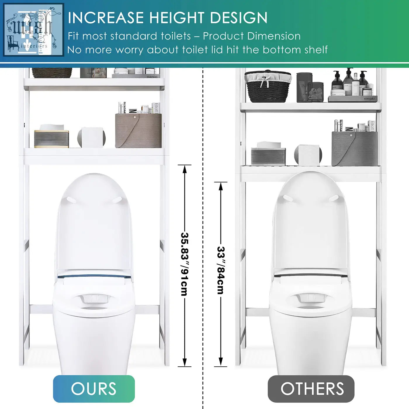 White metal bathroom storage shelf with adjustable shelves freestanding toilet space saver by smibuy