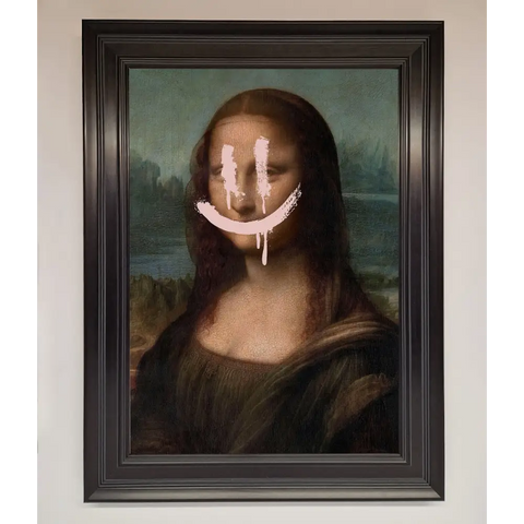 Smiley Mona Framed Poster - A1 (59.4 x 84.1 cm) / Matt Black - Framed Print