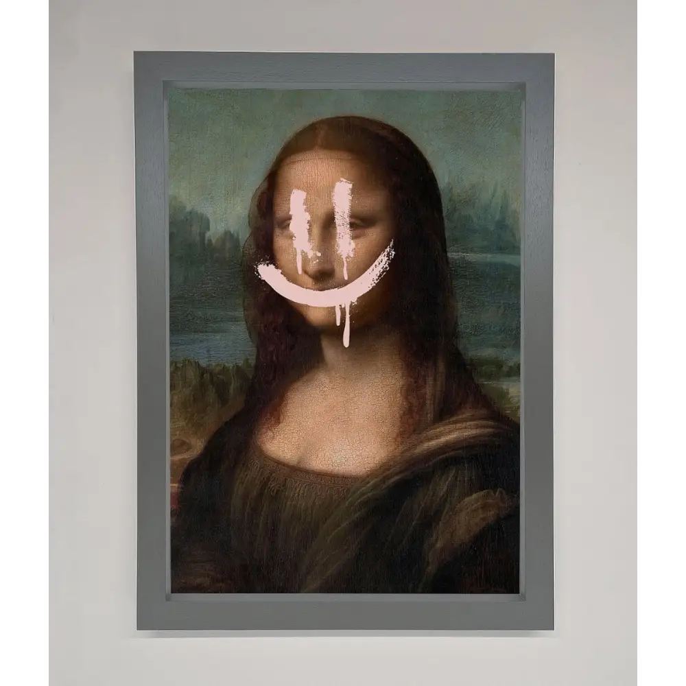 Smiley Mona Framed Poster - A3 (29.7 x 42 cm) / Dark Grey - Framed Print