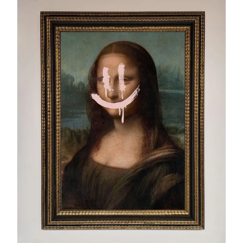 Smiley Mona Framed Poster - A3 (29.7 x 42 cm) / Ornate Gold Black - Framed Print