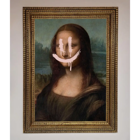 Smiley Mona Framed Poster - A3 (29.7 x 42 cm) / Ornate Gold - Framed Print