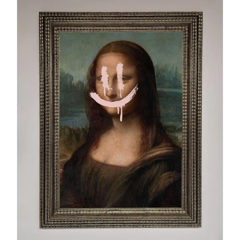 Smiley Mona Framed Poster - A3 (29.7 x 42 cm) / Ornate Silver - Framed Print