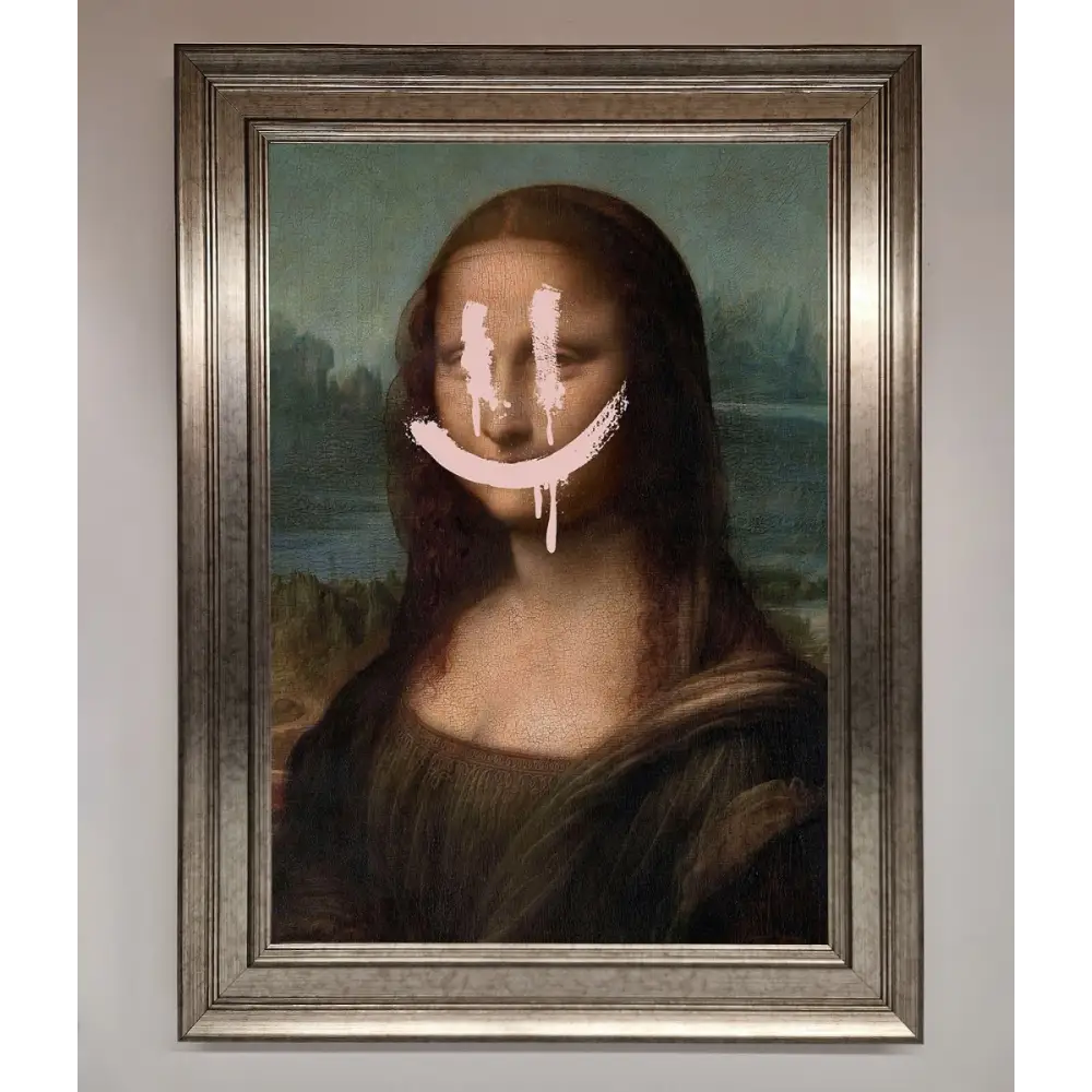 Smiley Mona Framed Poster - A3 (29.7 x 42 cm) / Silver - Framed Print