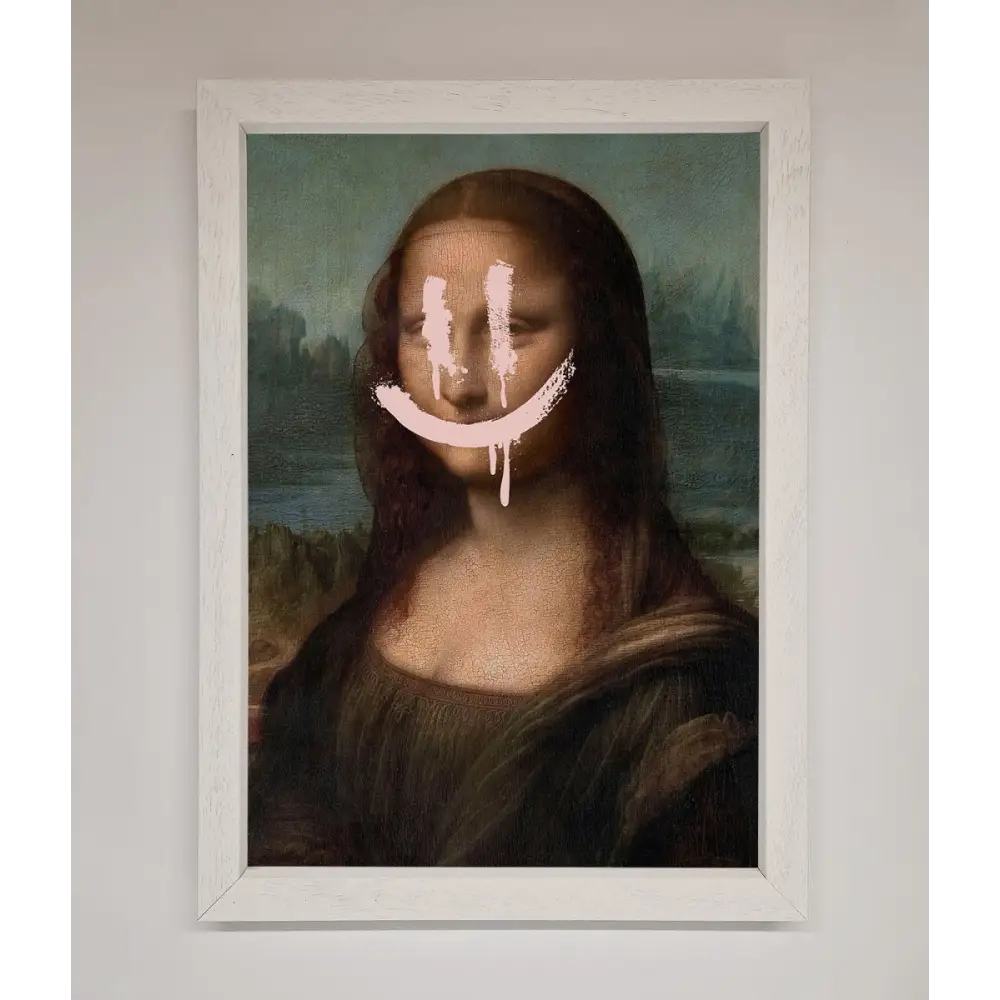 Smiley Mona Framed Poster - A3 (29.7 x 42 cm) / White - Framed Print