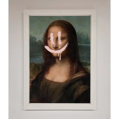 Smiley Mona Framed Poster - A3 (29.7 x 42 cm) / White - Framed Print