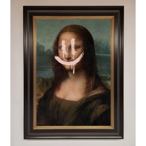 Smiley Mona Framed Poster - B0 (100 x 141 cm) / Black Gold - Framed Print