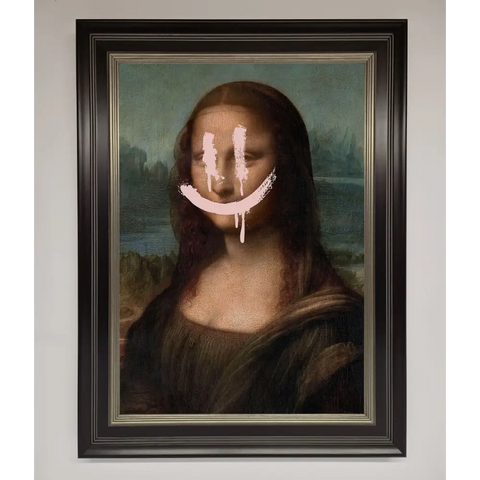 Smiley Mona Framed Poster - B0 (100 x 141 cm) / Black Silver - Framed Print