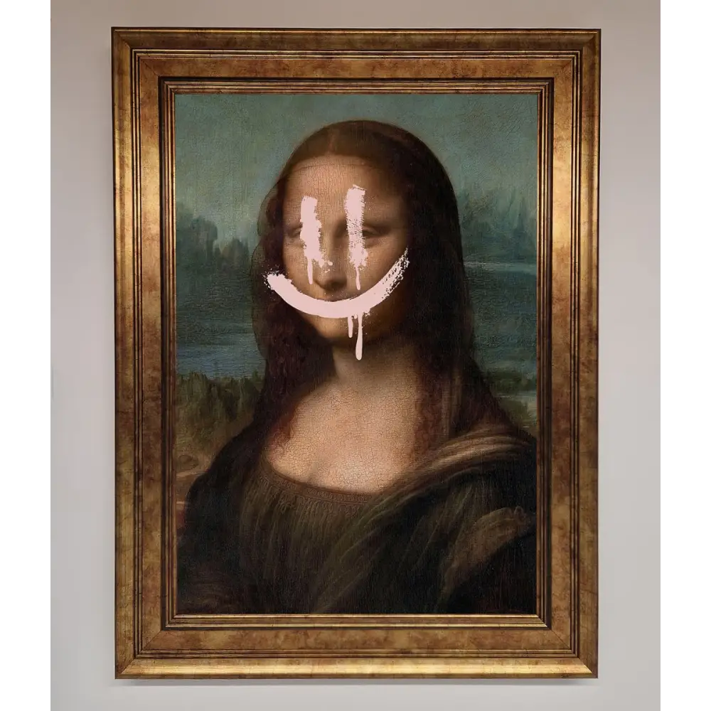 Smiley Mona Framed Poster - B0 (100 x 141 cm) / Bronze - Framed Print