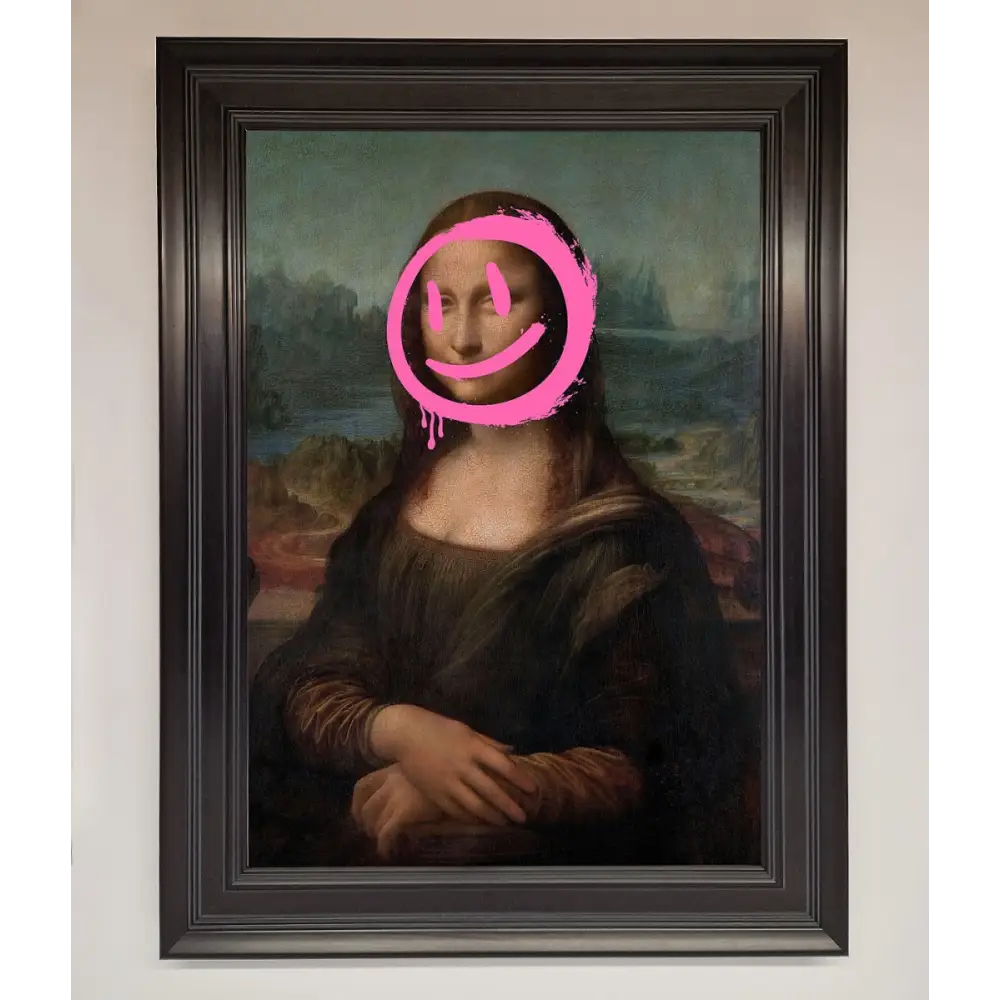 Smiley Mona Lisa Framed Print - A1 (59.4 x 84.1 cm) / Matt Black - Framed Print