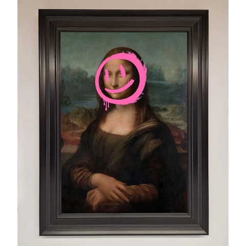 Smiley Mona Lisa Framed Print - A1 (59.4 x 84.1 cm) / Matt Black - Framed Print