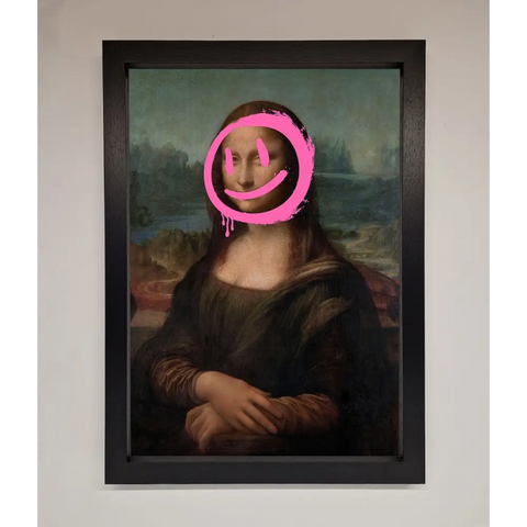 Smiley Mona Lisa Framed Print - A3 (29.7 x 42 cm) / Black - Framed Print