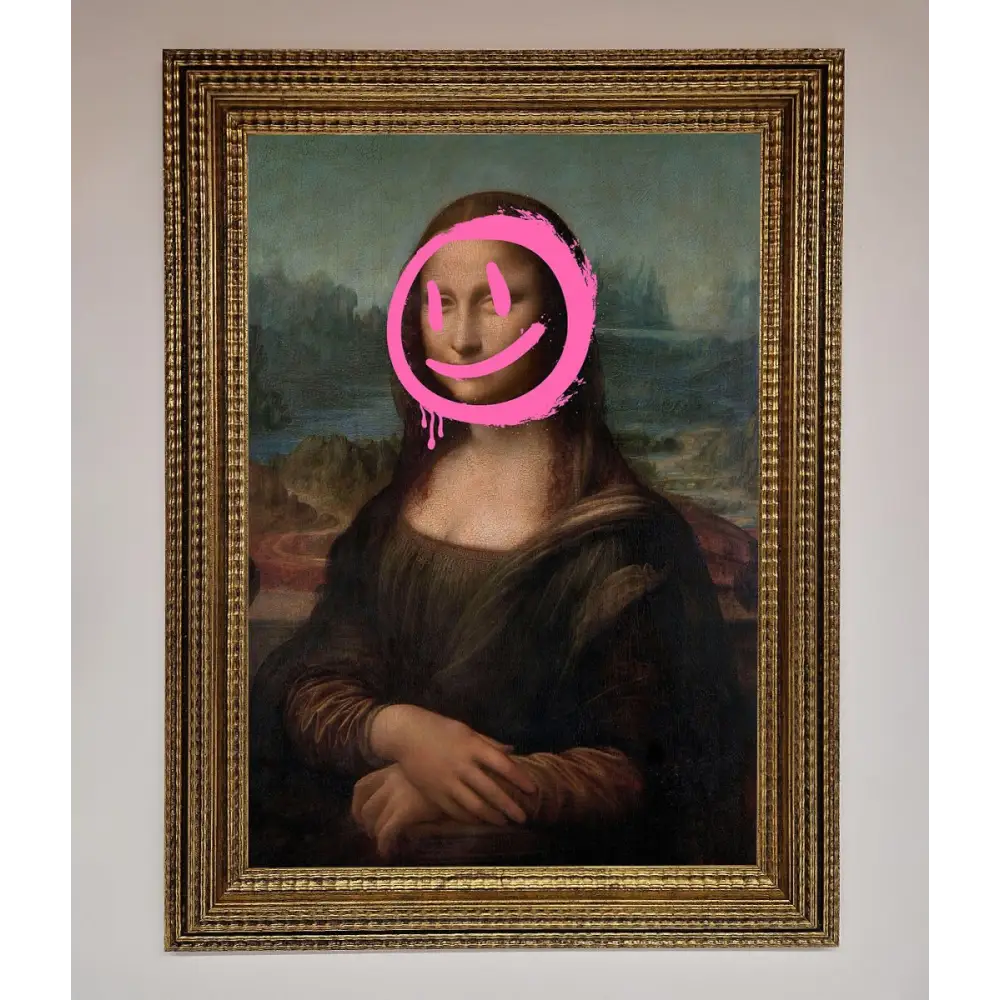 Smiley Mona Lisa Framed Print - A3 (29.7 x 42 cm) / Ornate Gold - Framed Print