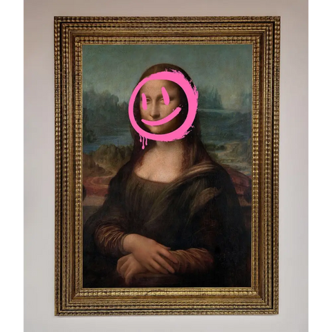 Smiley Mona Lisa Framed Print - A3 (29.7 x 42 cm) / Ornate Gold - Framed Print