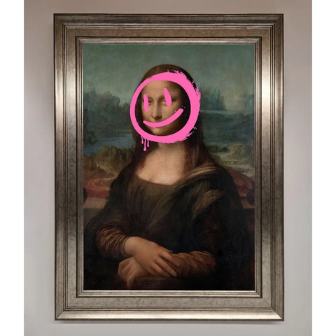 Smiley Mona Lisa Framed Print - A3 (29.7 x 42 cm) / Silver - Framed Print