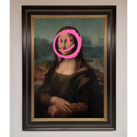 Smiley Mona Lisa Framed Print - B0 (100 x 141 cm) / Black Gold - Framed Print