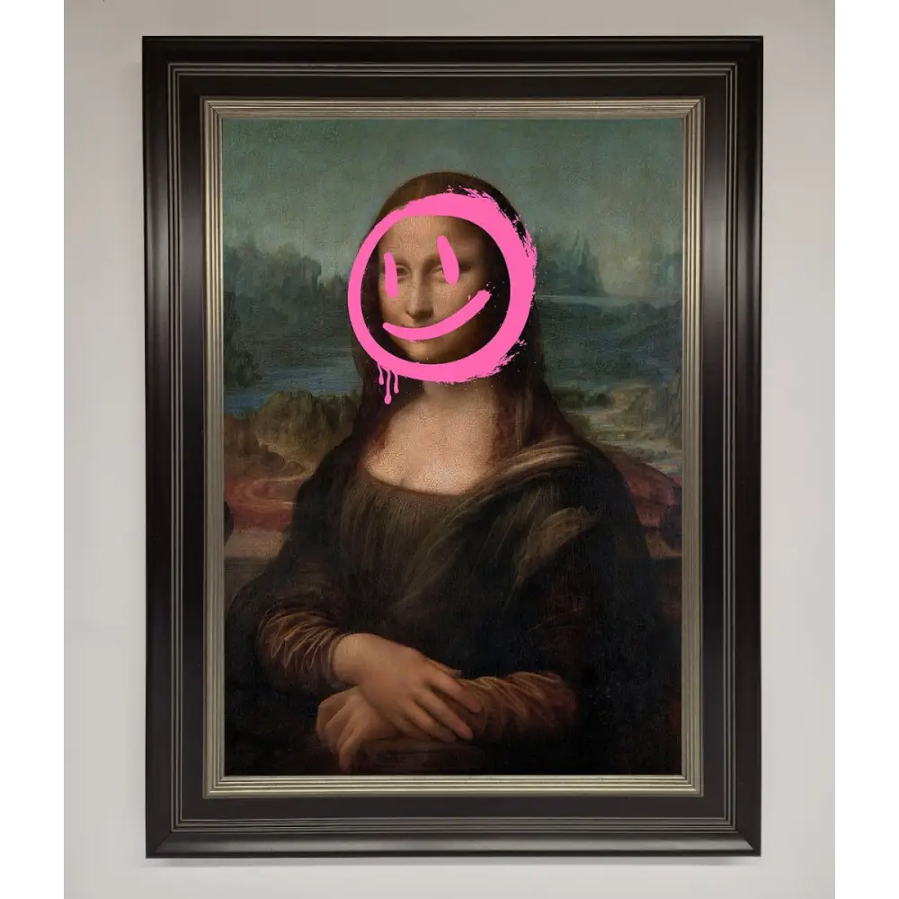 Smiley Mona Lisa Framed Print - B0 (100 x 141 cm) / Black Silver - Framed Print