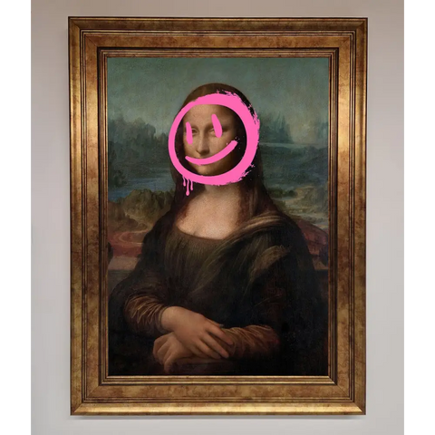 Smiley Mona Lisa Framed Print - B0 (100 x 141 cm) / Bronze - Framed Print