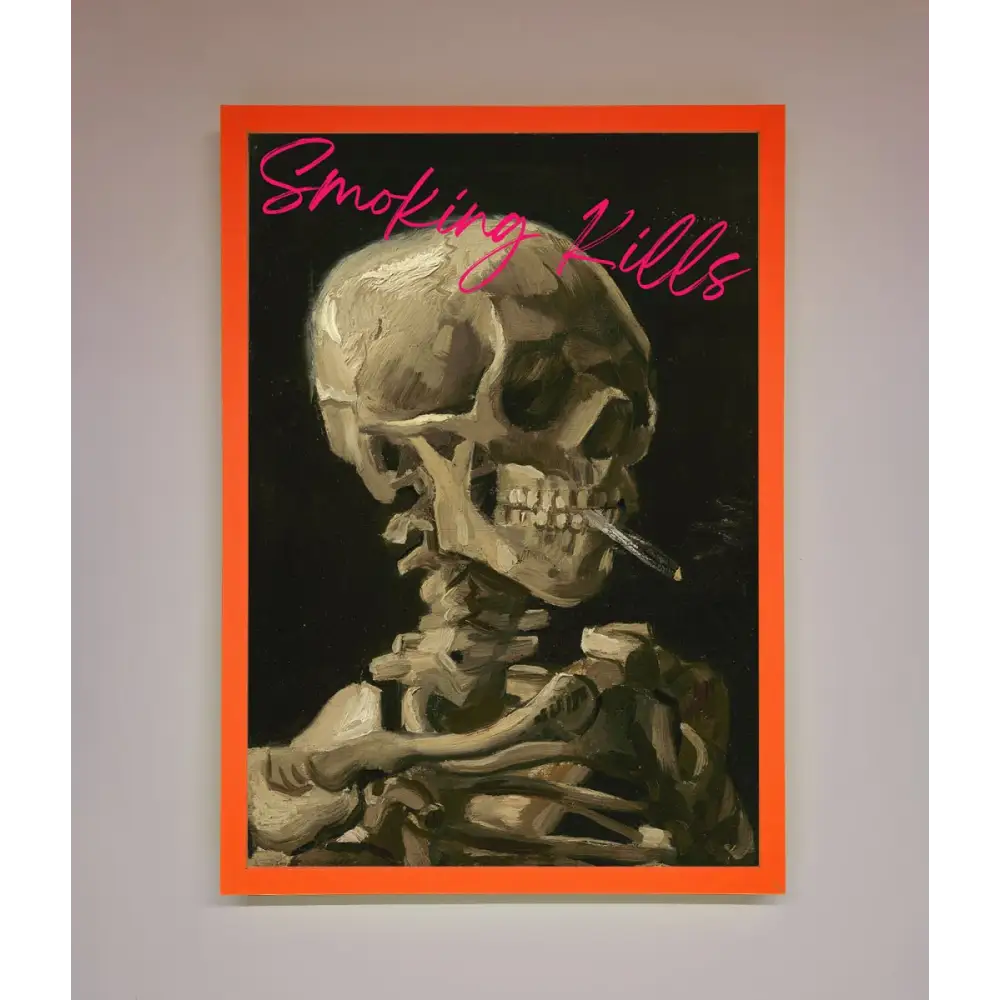 Smoking Kills Framed Wall Art - A3 (29.7 x 42 cm) / Neon Orange - Framed Print