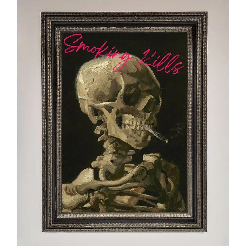 Smoking Kills Framed Wall Art - A3 (29.7 x 42 cm) / Ornate Silver Black - Framed Print