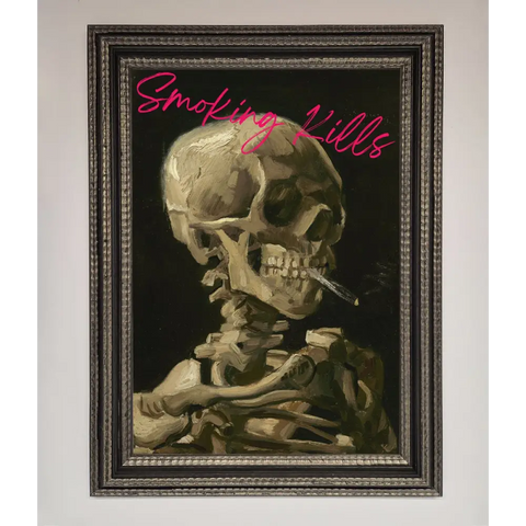 Smoking Kills Framed Wall Art - A3 (29.7 x 42 cm) / Ornate Silver Black - Framed Print
