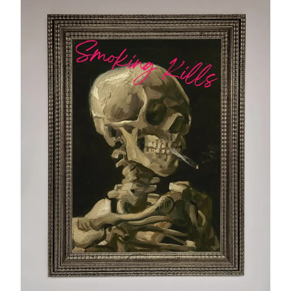 Smoking Kills Framed Wall Art - A3 (29.7 x 42 cm) / Ornate Silver - Framed Print